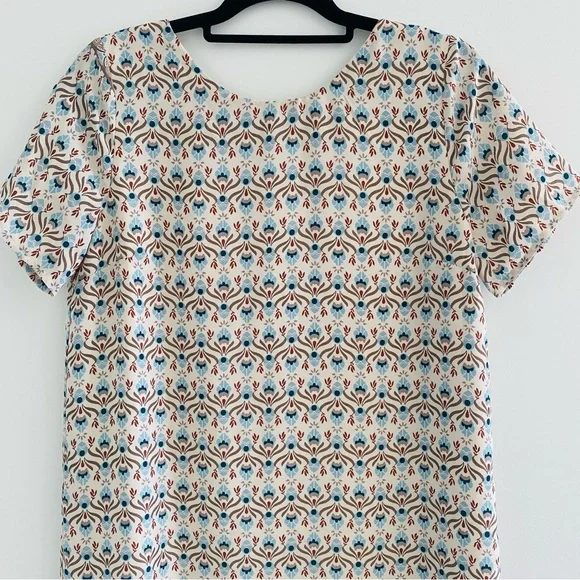 Lulus Botanical Beauty Beige Print Shift Dress Short Sleeves Mini Dress - Picture 3 of 16